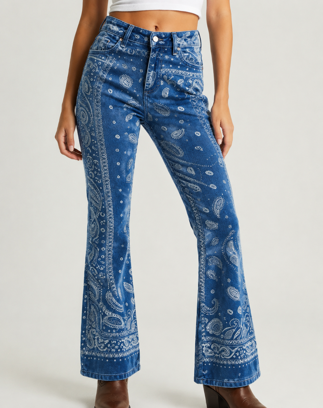 Burnt Orange Bandana Bootcut Jeans