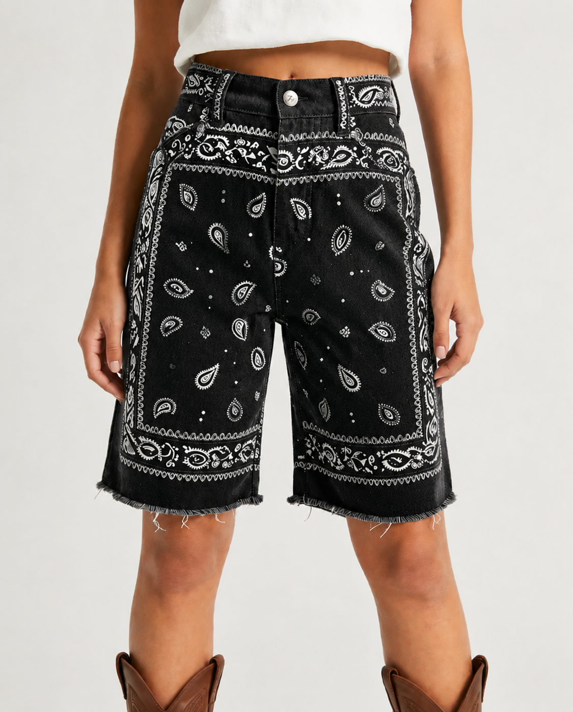 Classic Red Bandana Bermuda Shorts
