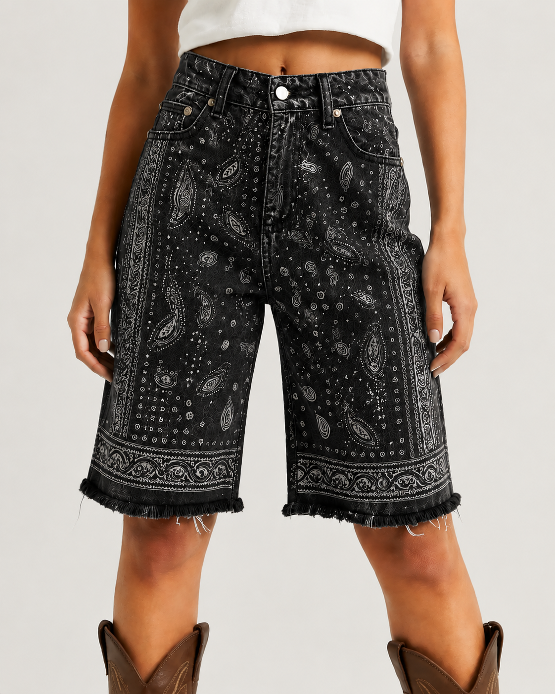 Dusty Pink Bandana Bermuda Shorts