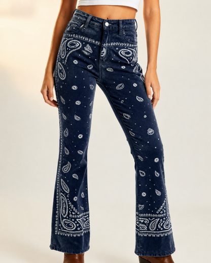 Classic Red Bandana Bootcut Jeans
