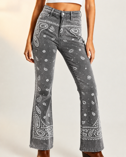Classic Red Bandana Bootcut Jeans