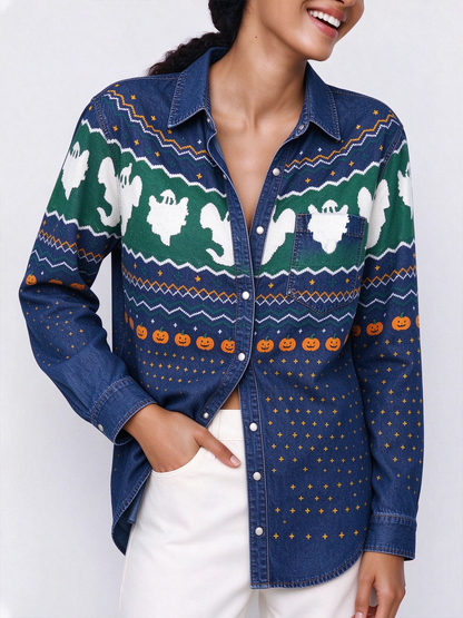 Harvest Haunt Long Sleeve Denim Shirt