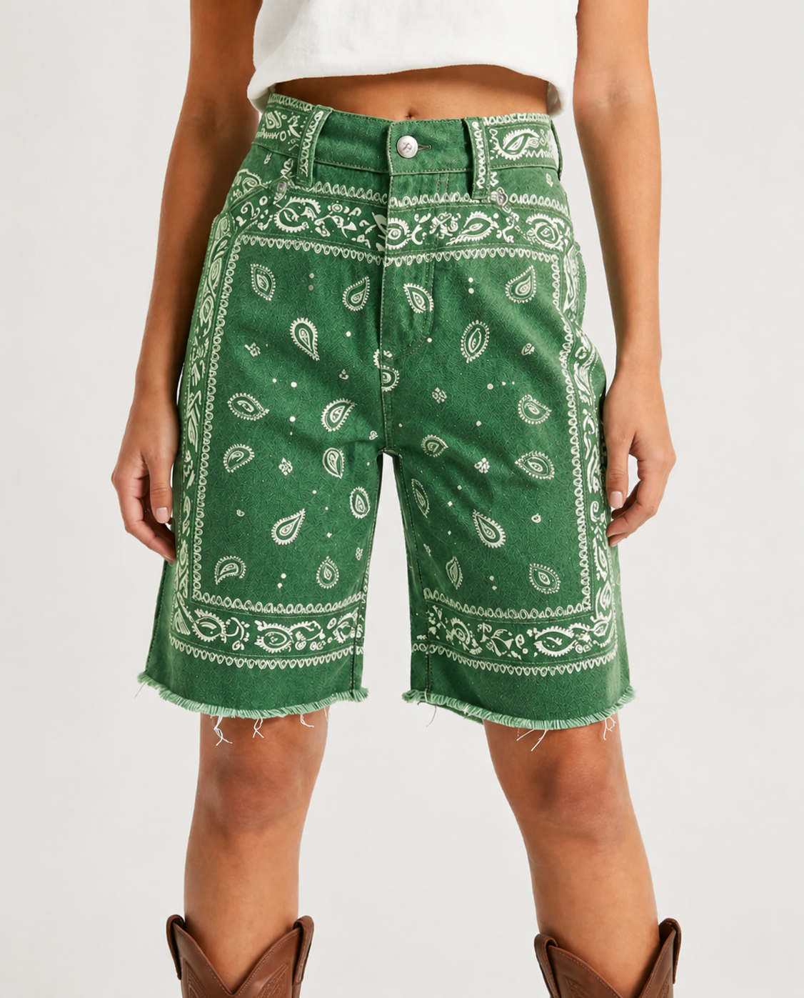 Classic Red Bandana Bermuda Shorts