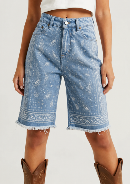 Dusty Pink Bandana Bermuda Shorts