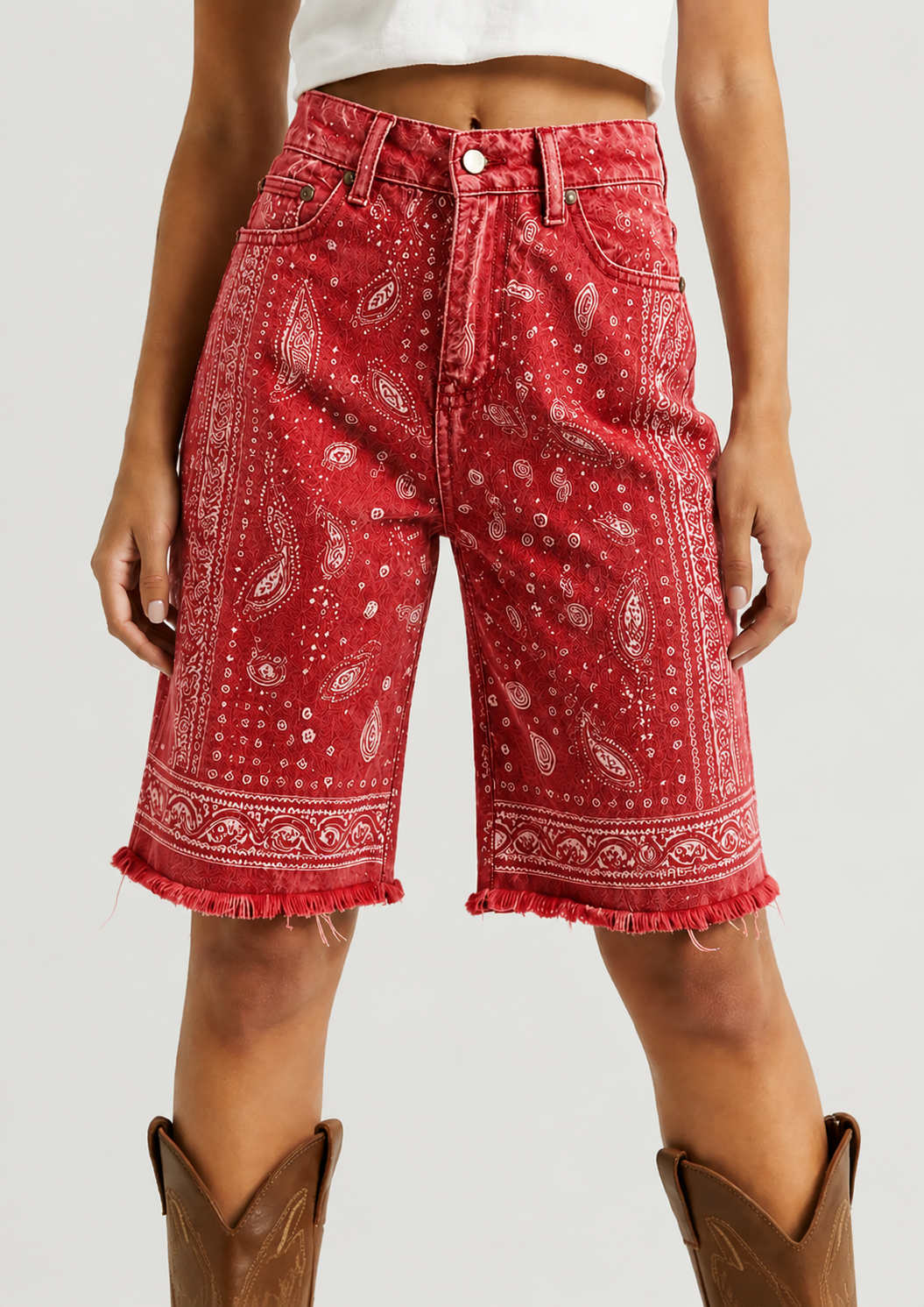 Dusty Pink Bandana Bermuda Shorts