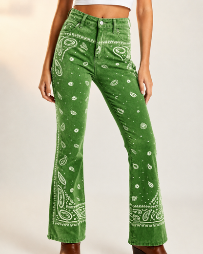 Classic Red Bandana Bootcut Jeans