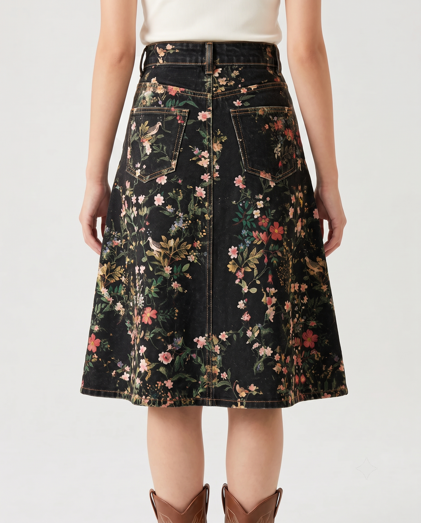 Wildflower Rodeo Black RB-SKT03 – Back View – Riley – Black