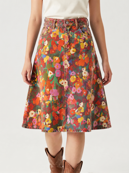Multicolored Abstract Trail RB-SKT03 – Front View – Riley – Multicolored with deep red, green, and earthy base tones