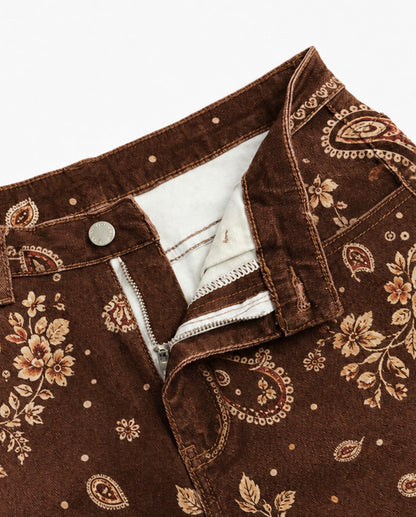 Desert Bloom Brown Floral Bootcut Jeans