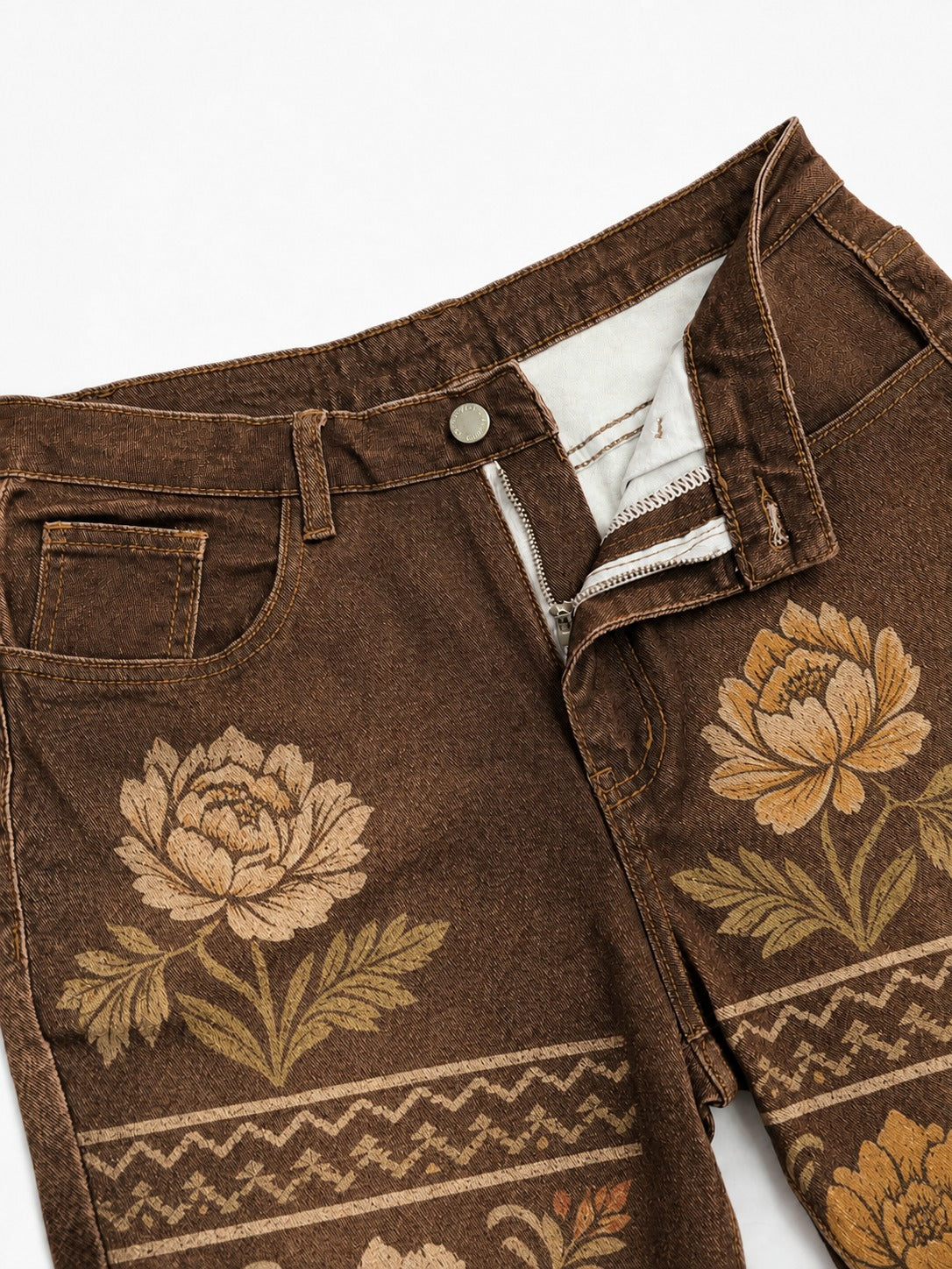Desert Bloom Brown Floral 2 Bootcut Jeans