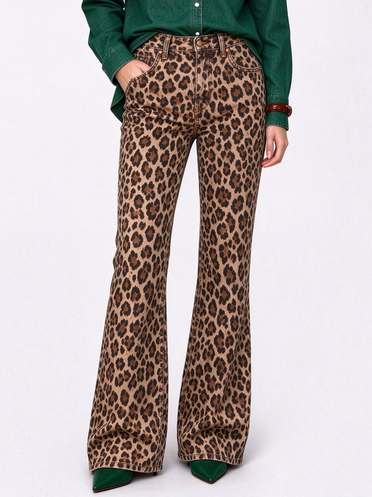 Rodeo Leopard Spot Flare Jeans