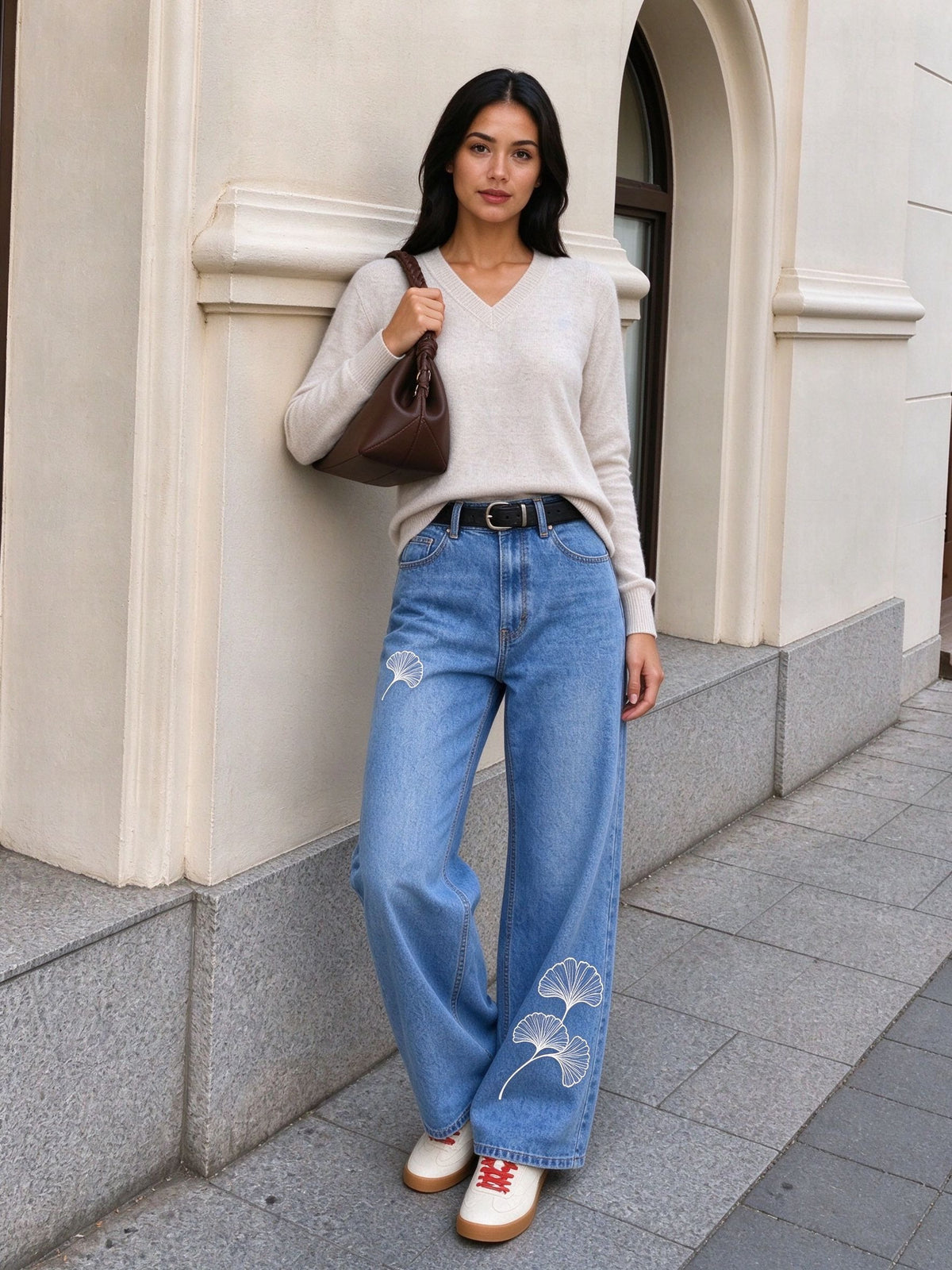 Desert Sage Fans High-Rise Straight-Leg Jeans