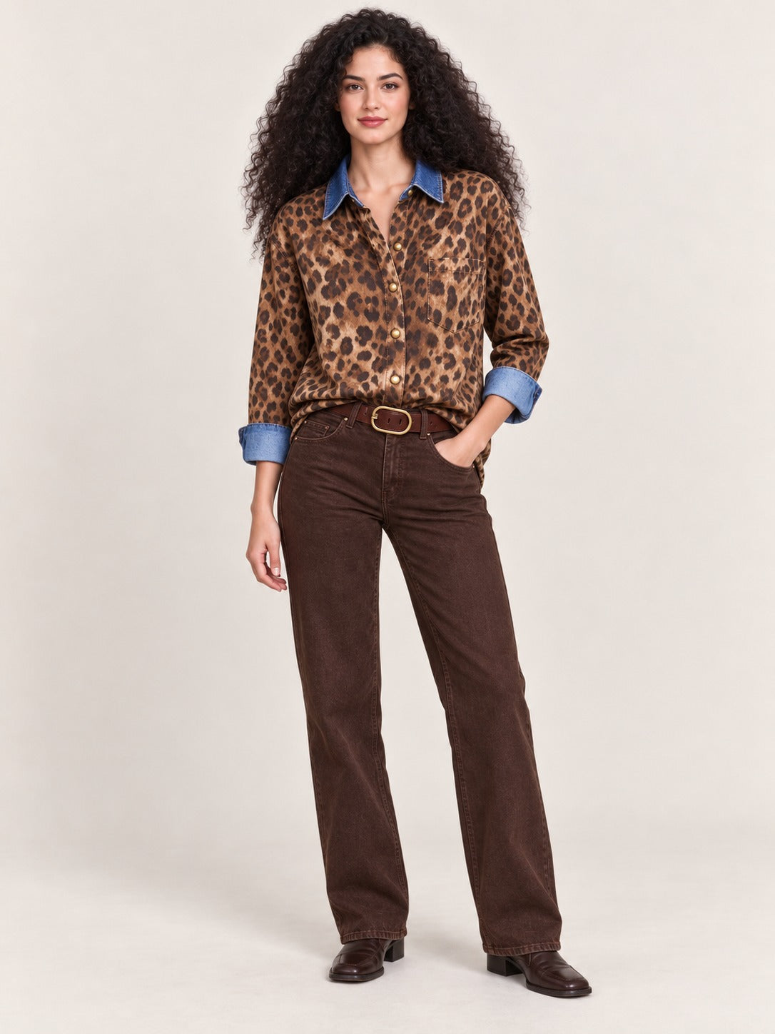 Frontier Cheetah Hide Long Sleeve Denim Shirt