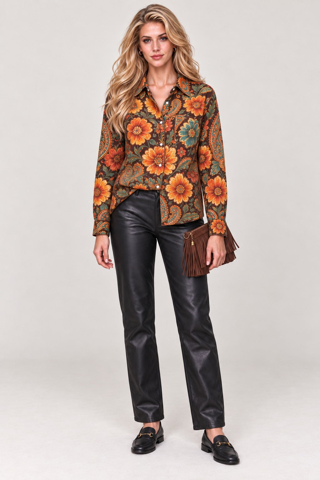 Prairie Sunburst Paisley Long Sleeve Denim Shirt