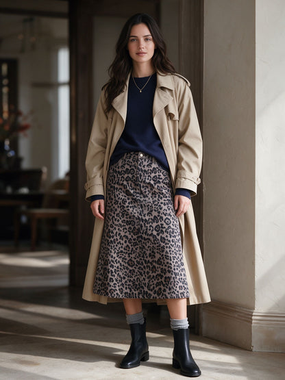 Desert Wildcat Trace Ankle-Length Denim Skirt