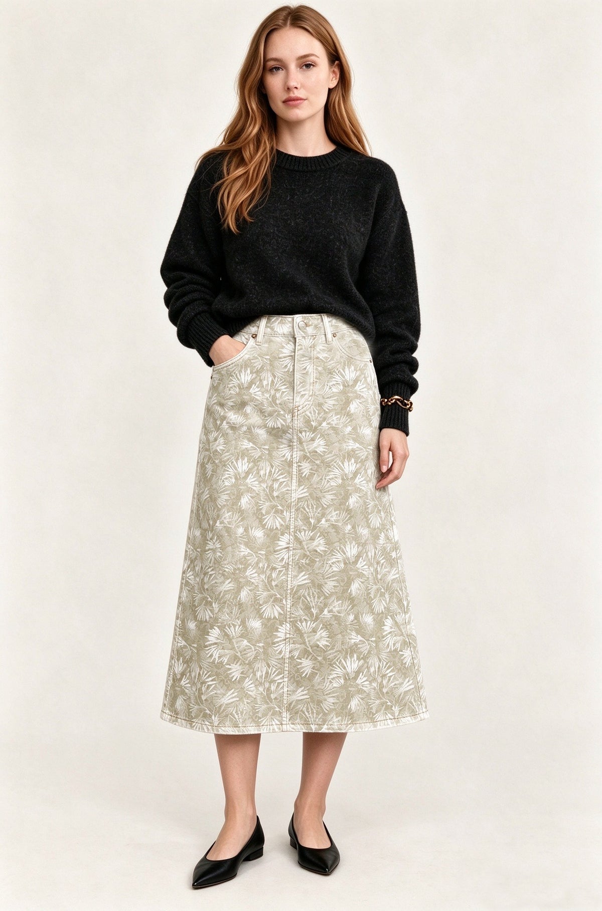 Palm Canyon Ankle-Length Denim Skirt