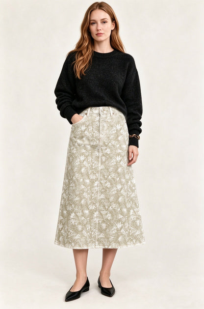 Palm Canyon Ankle-Length Denim Skirt