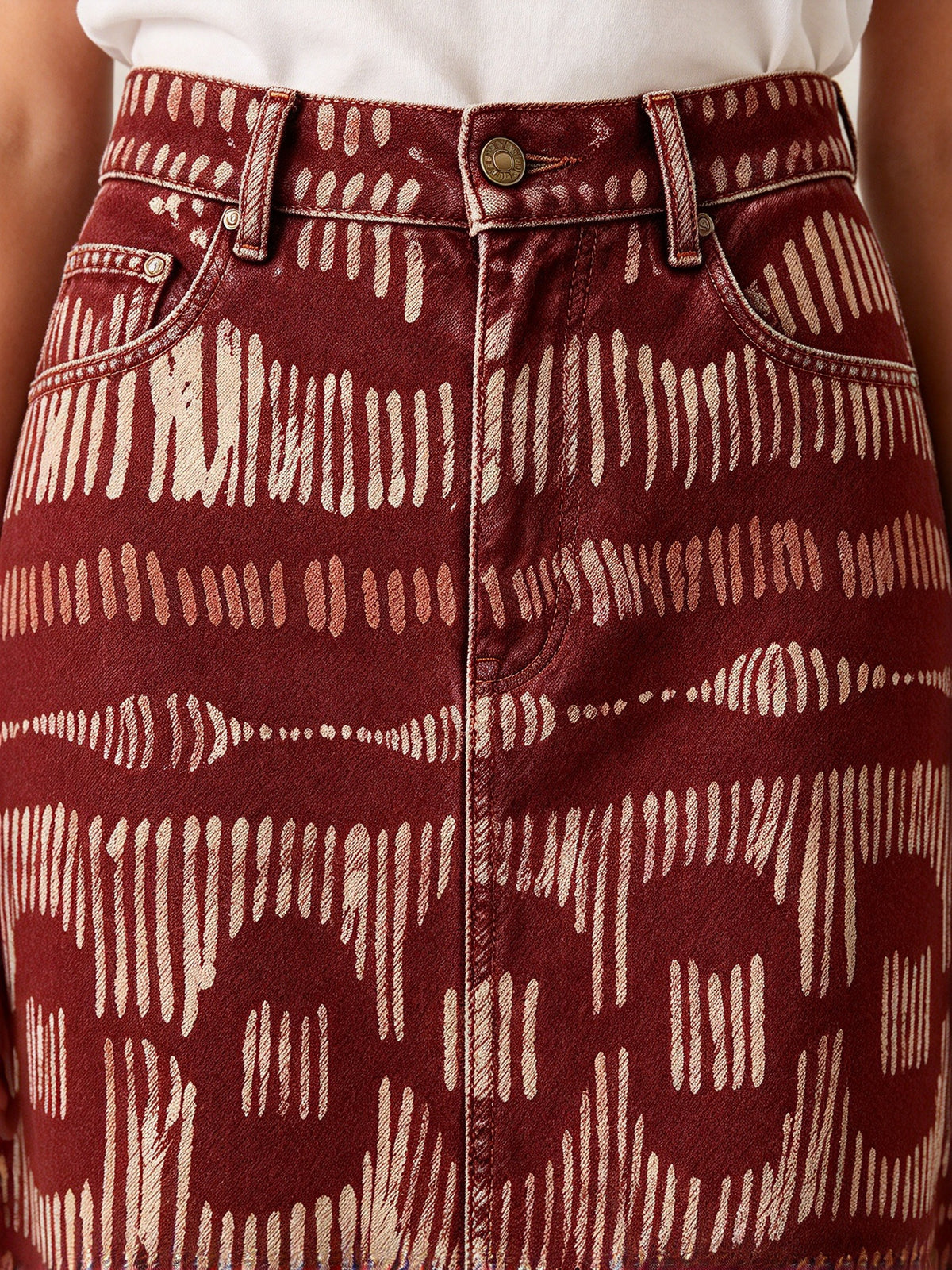 Sunset Mirage Trail Ankle-Length Denim Skirt