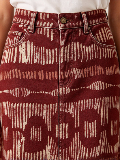 Sunset Mirage Trail Ankle-Length Denim Skirt