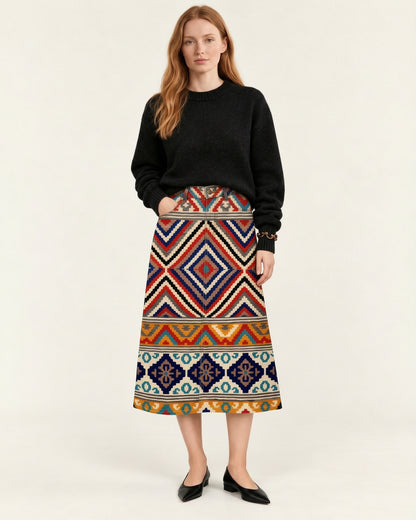 Wild Stripe Rodeo Ankle-Length Denim Skirt
