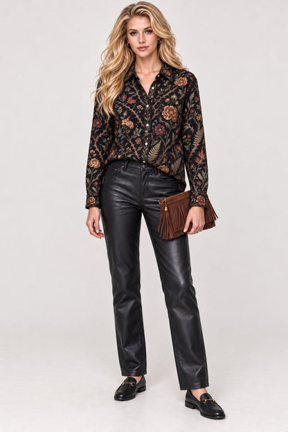 Midnight Ranch Trellis Long Sleeve Denim Shirt