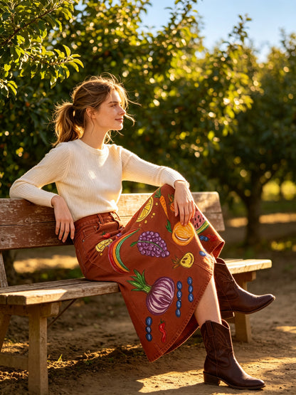 Ranch Harvest Ankle-Length Denim Skirt