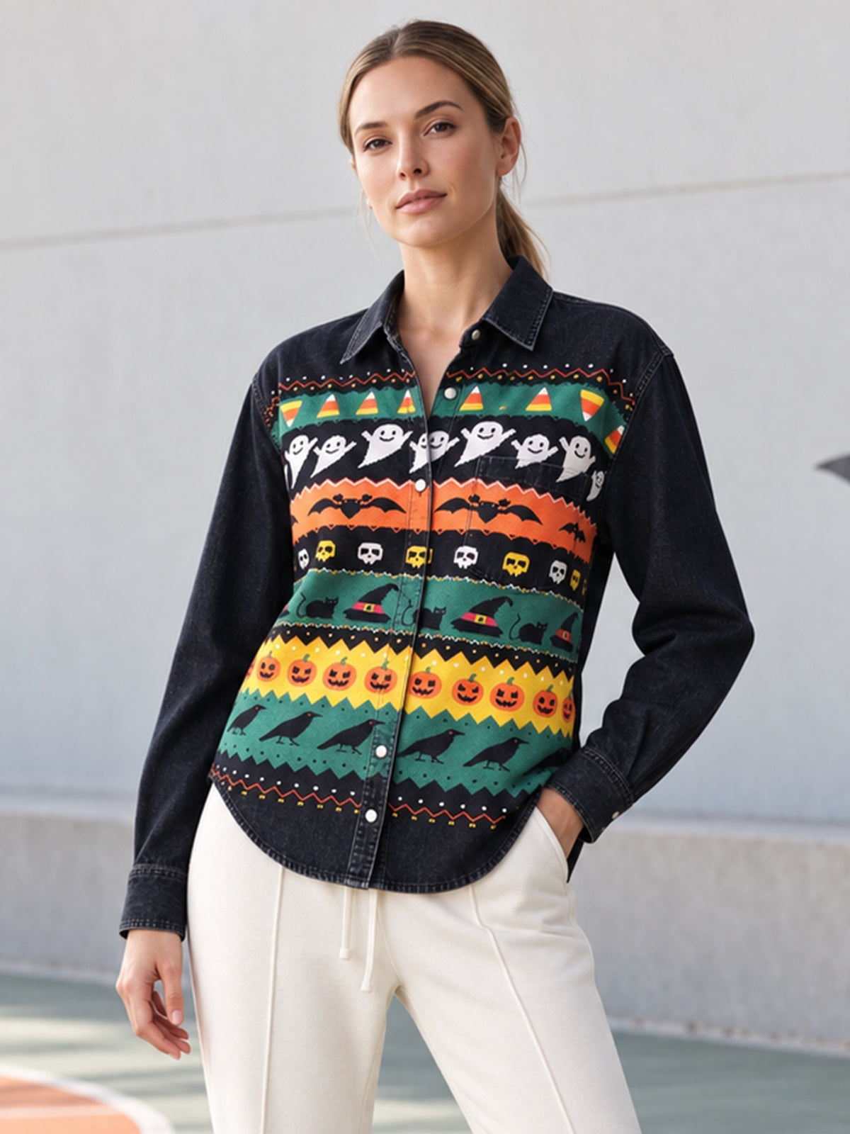 Spooky Frontier Long Sleeve Denim Shirt
