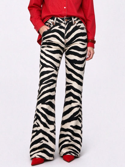 Outlaw Zebra Stripe Flare Jeans