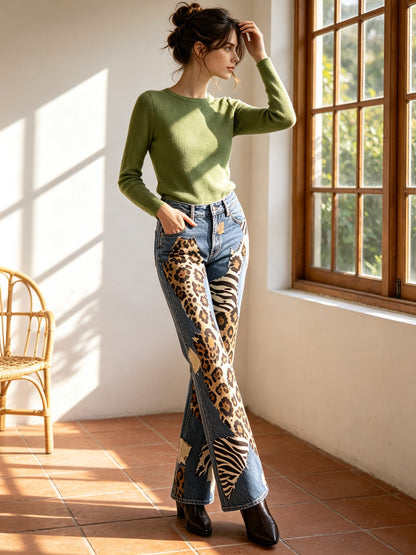 Prairie Patchwork Hide Bootcut Jeans