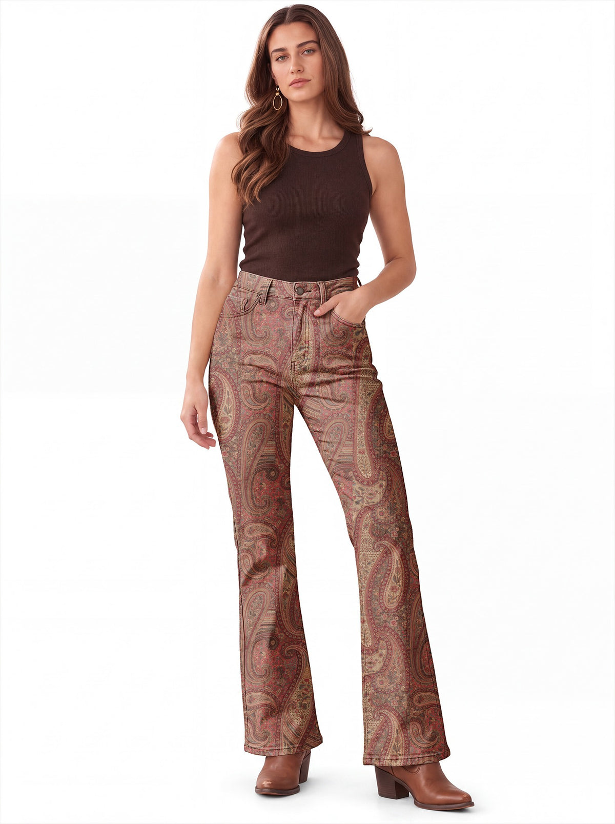 Paisley Outpost Bootcut Jeans – Back View – Riley – Rust