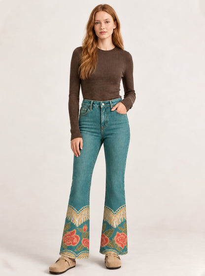 Western Rose Bootcut Jeans