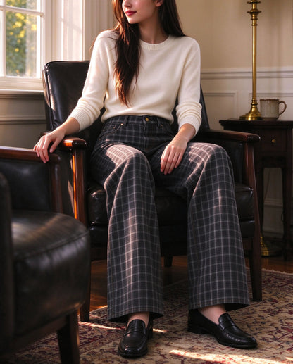 Smokestack Mesa Check Wide-Leg Jeans