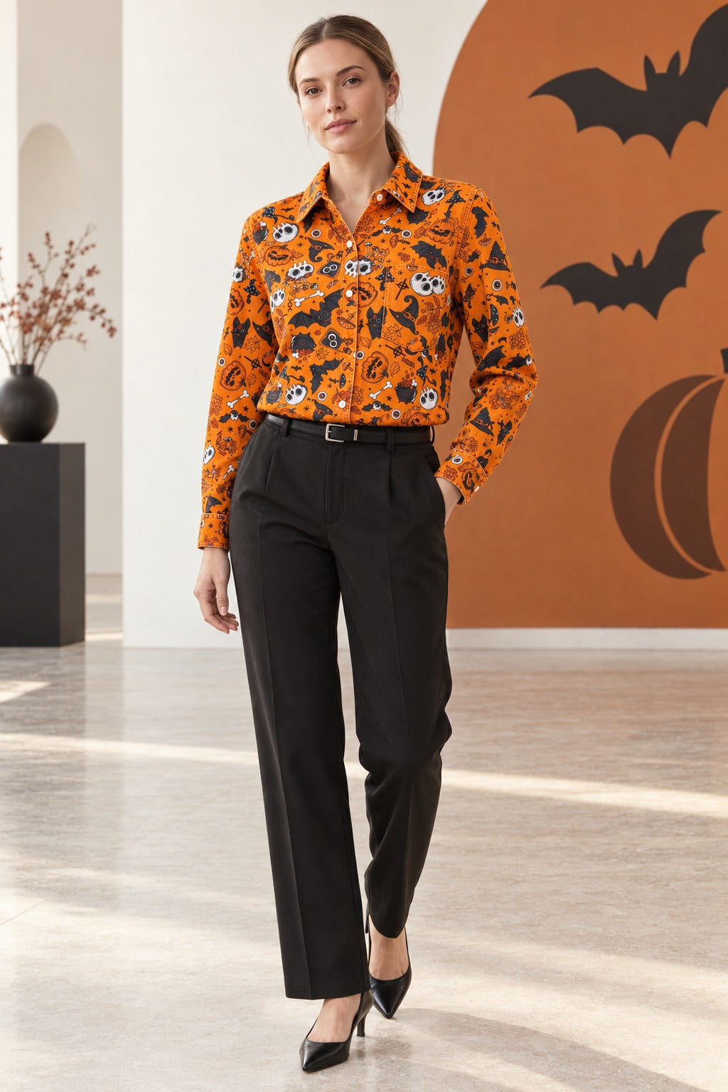 Halloween Harvest Long Sleeve Denim Shirt