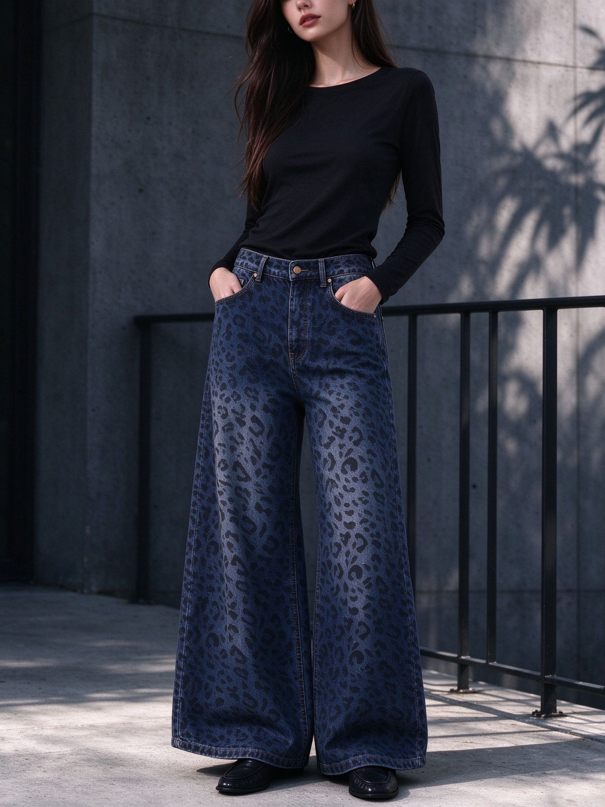 Outlaw Shadow Leopard Wide-Leg Jeans