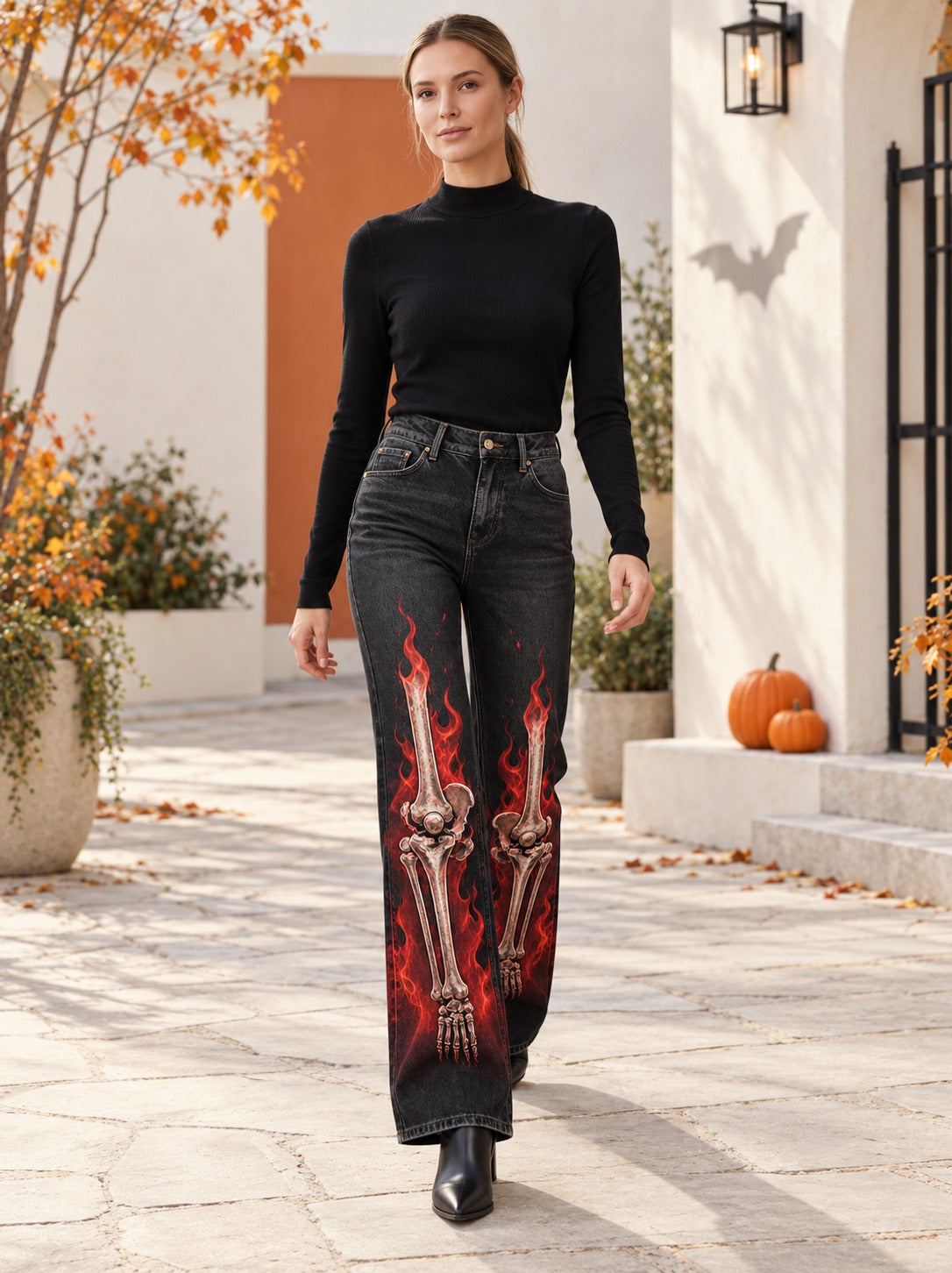 Flame Bone Bootcut Jeans