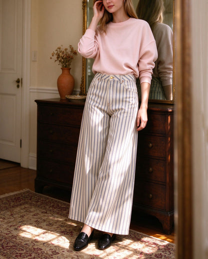 Prairie Dust Pinstripe Wide-Leg Jeans