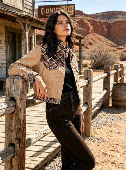 Wild Stripe Rodeo Cropped Denim Jacket
