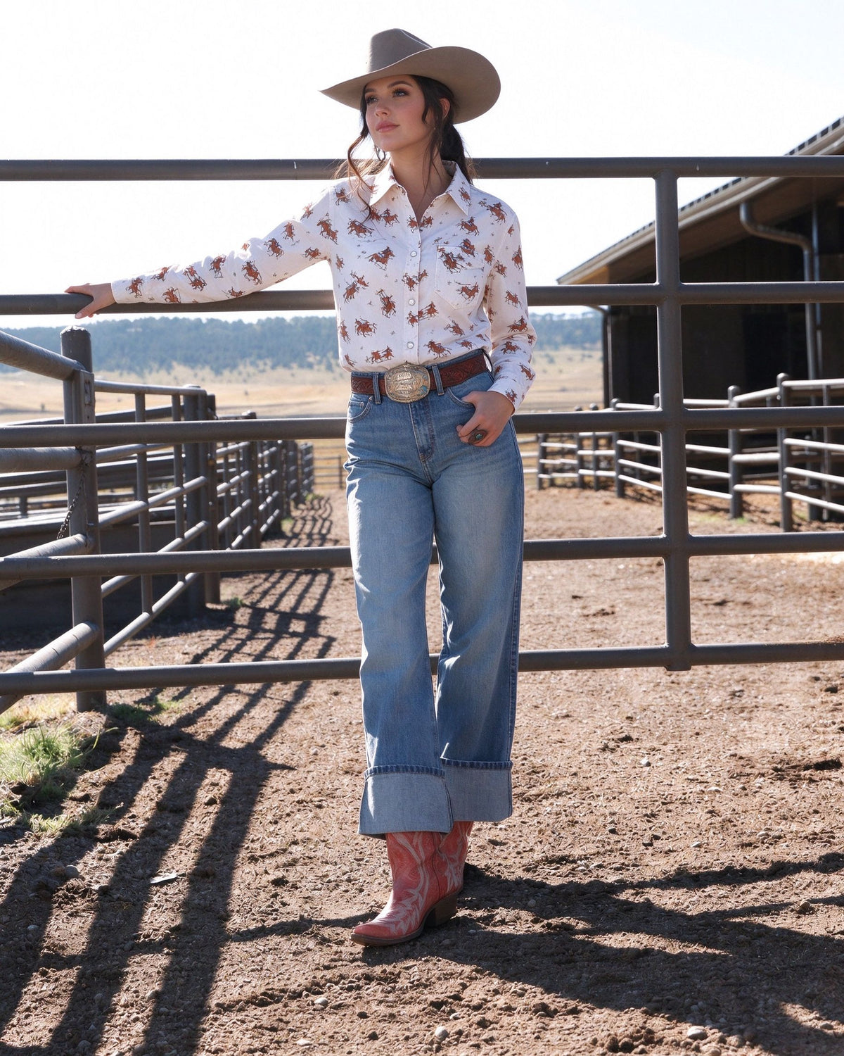 Rodeo Stampede Long Sleeve Denim Shirt