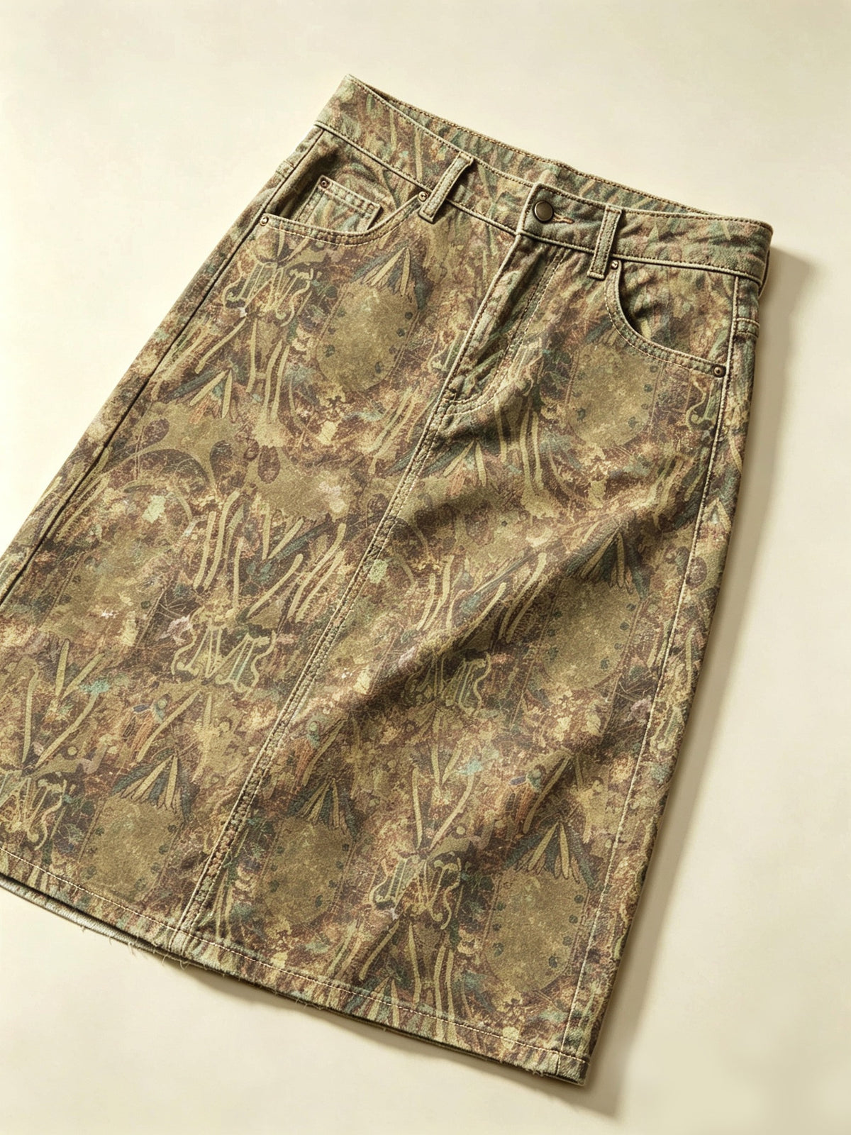 Frontier Bloom Ankle-Length Denim Skirt