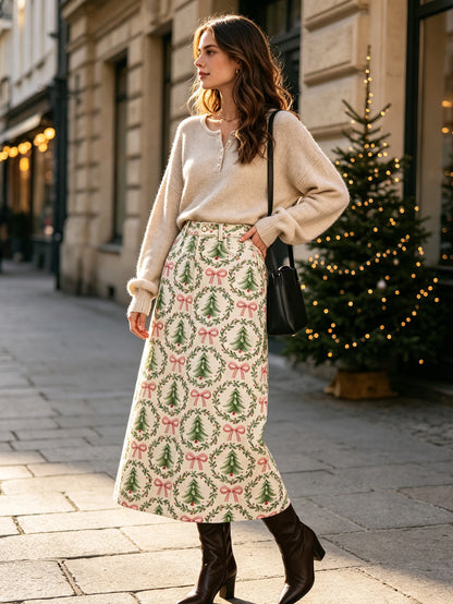 Ranch Wreath Roundup Ankle-Length Denim Skirt