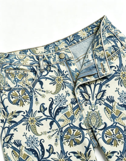Prairie Bloom Cream Floral Bootcut Jeans