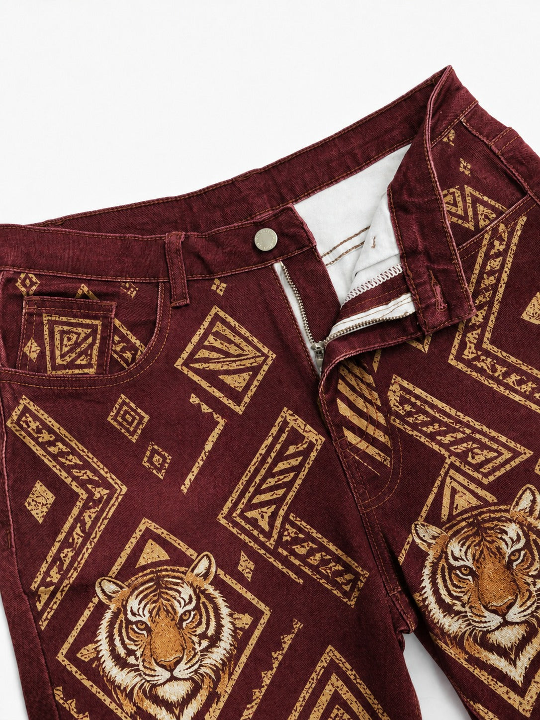 Tiger Ridge Maroon Wide-Leg Cropped Pants