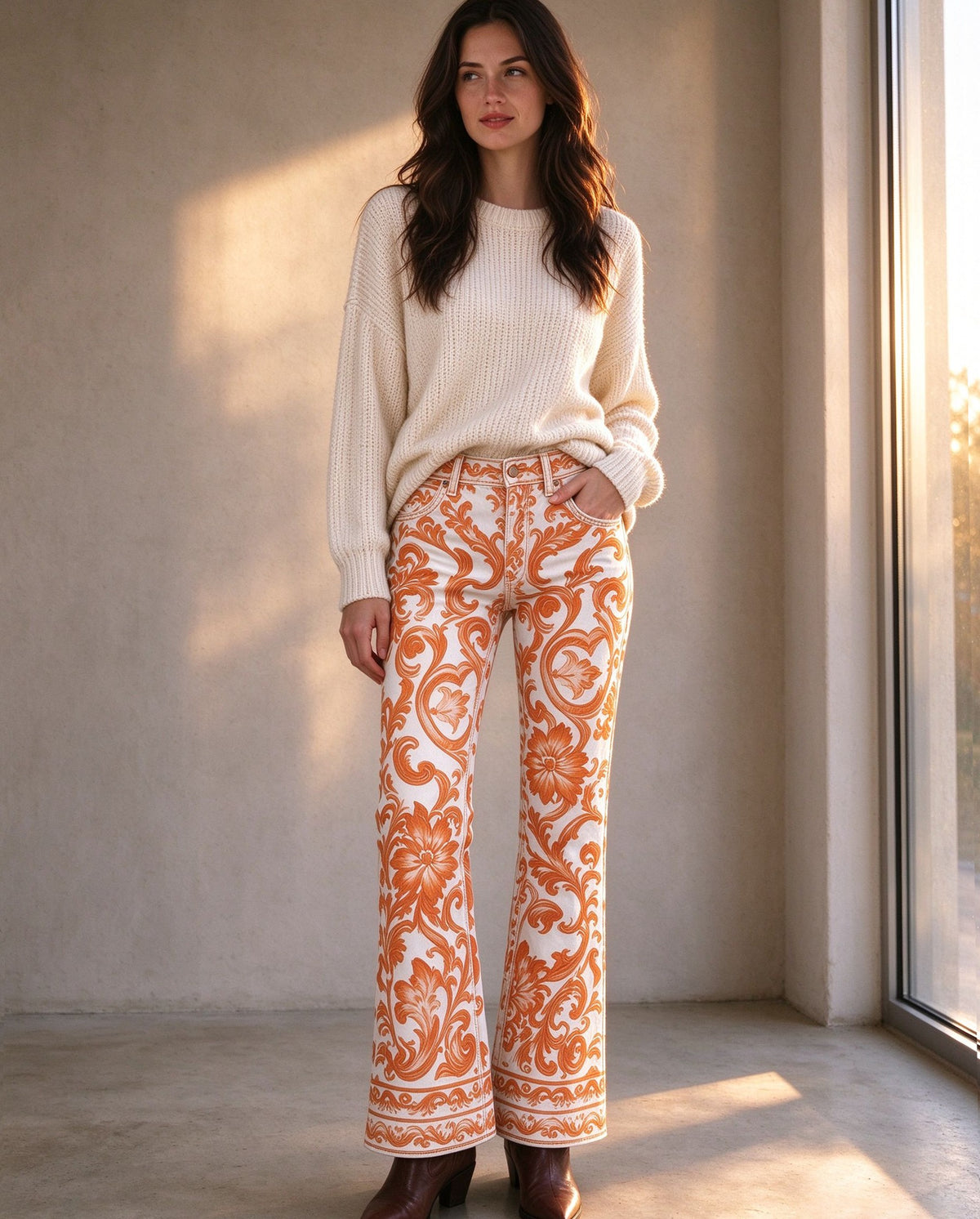 Desert Flame Scroll Bootcut Jeans