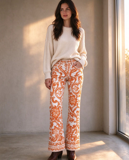 Desert Flame Scroll Bootcut Jeans