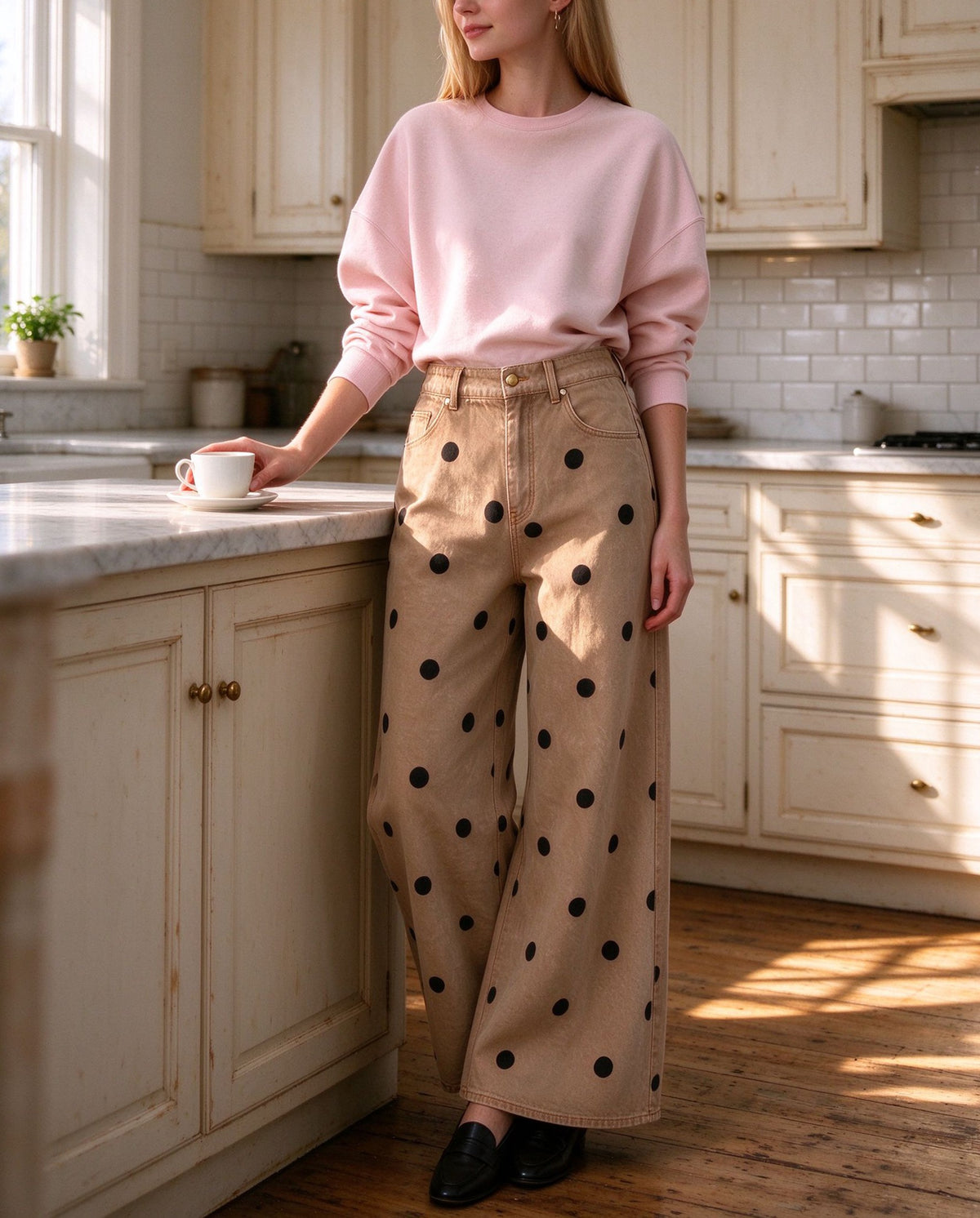 Rodeo Trail Dots Wide-Leg Jeans