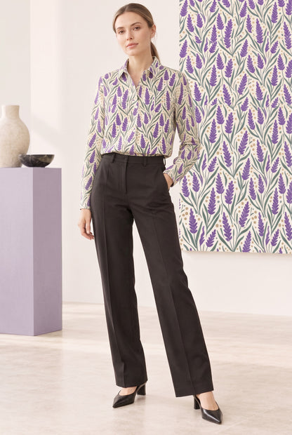 Western Lavender Trail Long Sleeve Denim Shirt