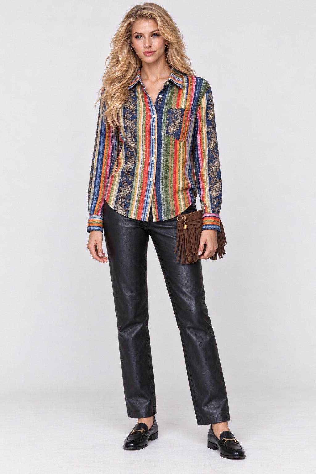 Bandana Bandit Paisley Long Sleeve Denim Shirt
