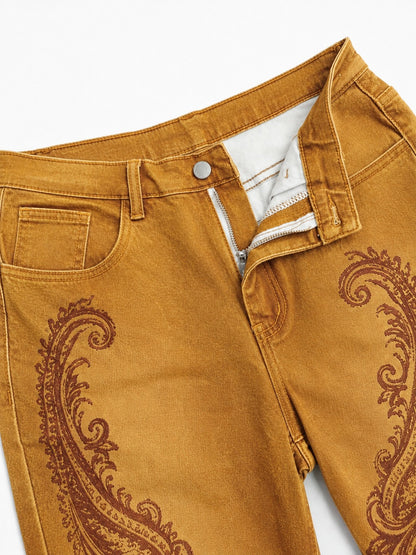 Desert Bloom Mustard Bootcut Jeans