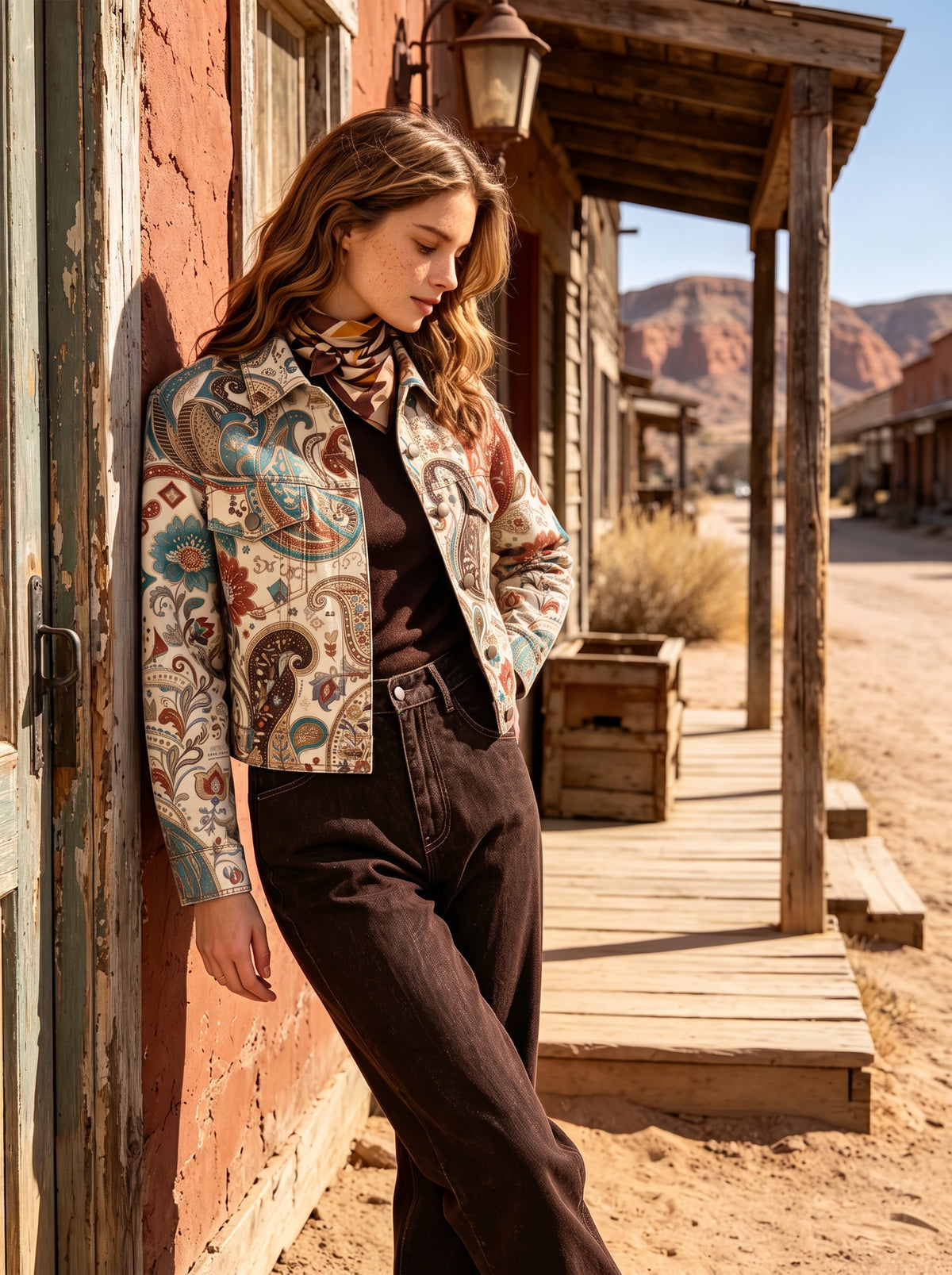 Desert Dreamweaver Cropped Denim Jacket