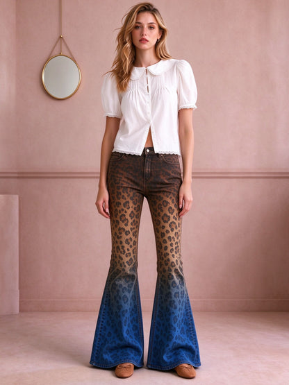 Rodeo Leopard Fade Flare Jeans